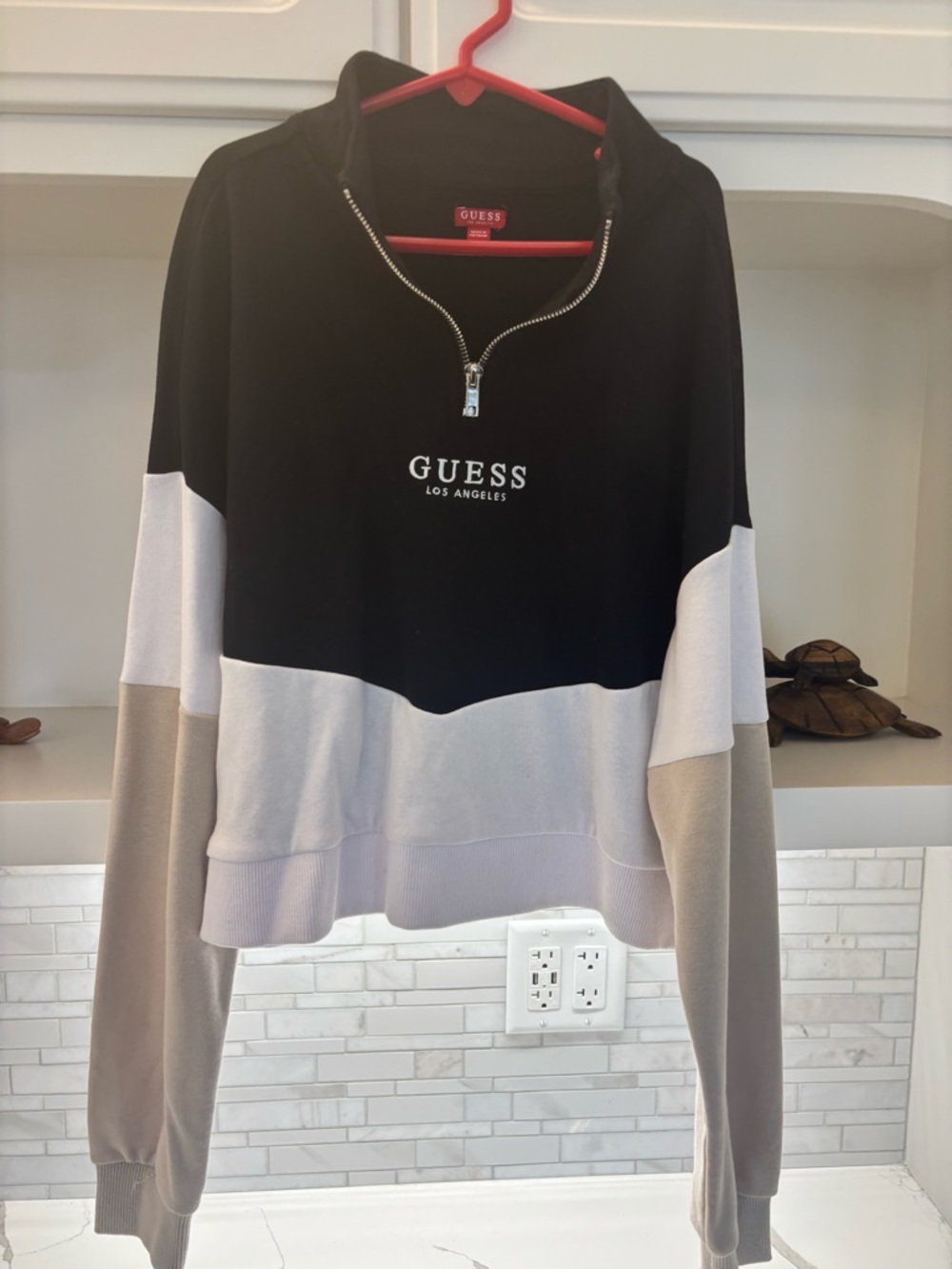 Guess Black Jacket with Silver Zipper Size Small